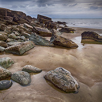 Buy canvas prints of Dark Day at Telpin Beach, Amroth, Pembrokeshire. by Colin Allen