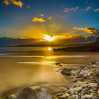 Buy canvas prints of A Winter Sunset at Amroth Beach. by Colin Allen
