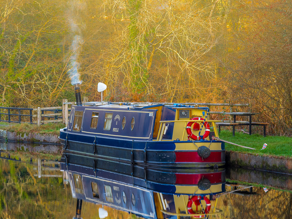 Canal Boat in Winter. Picture Board by Colin Allen