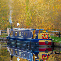 Buy canvas prints of Canal Boat in Winter. by Colin Allen