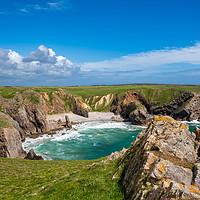 Buy canvas prints of Bullslaughter Bay, Stack Rocks, Pembrokeshire. by Colin Allen