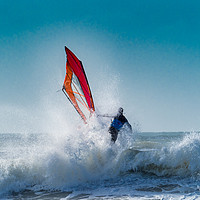 Buy canvas prints of Windsurfing on Newgale Beach, Pembrokeshire. by Colin Allen