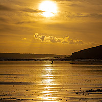 Buy canvas prints of Pendine Beach at Sunset. by Colin Allen