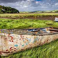 Buy canvas prints of Colourful Old Boat - Laugharne, Carmarthenshire. by Colin Allen