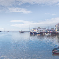 Buy canvas prints of Misty Waterside Serenity at Aberdovey. by Colin Allen