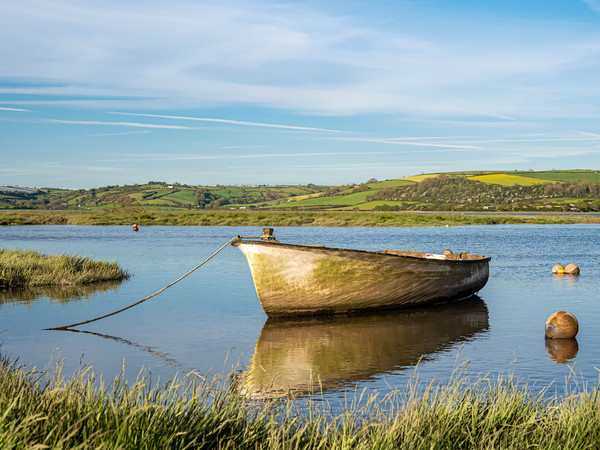 Boat on Laugharne Estuary, Carmarthenshire. Picture Board by Colin Allen