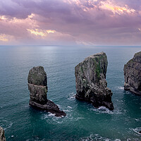 Buy canvas prints of Stack Rocks Sunset, Pembrokeshire. by Colin Allen