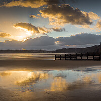 Buy canvas prints of Amroth Beach Sunset in Winter. by Colin Allen