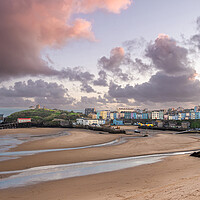 Buy canvas prints of Tenby Harbour and North Beach in Winter. by Colin Allen