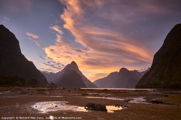 Milford Sound Sunset Picture Board by Richard Pike