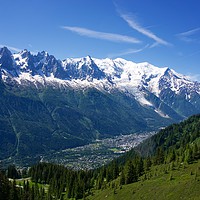 Buy canvas prints of Mont Blanc and the Chamonix Valley by Jennifer Farley