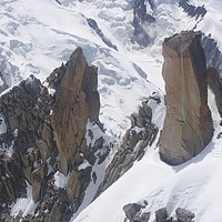 Buy canvas prints of Man and Mountain - Cosmiques Arête by Jennifer Farley