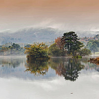 Buy canvas prints of Rydal Water in the Autumn Mist by George Hopkins
