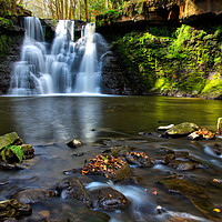 Buy canvas prints of Goit Stock Cascade in Goit Stock Woodland by George Hopkins