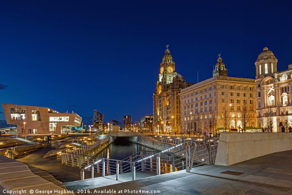 A Quiet Twilight at Liverpools Pier Head Picture Board by George Hopkins