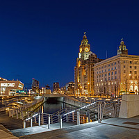 Buy canvas prints of A Quiet Twilight at Liverpools Pier Head by George Hopkins