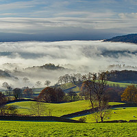 Buy canvas prints of A Misty Panorama of Windermere and the Fells by George Hopkins