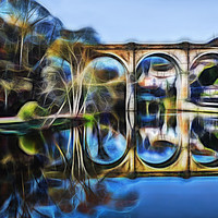 Buy canvas prints of Knaresborough Viaduct abstract by mike morley