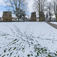 Buy canvas prints of Knaresborough Castle in snow by mike morley