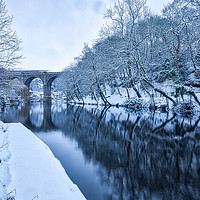 Buy canvas prints of Knaresborough Viaduct in snow by mike morley
