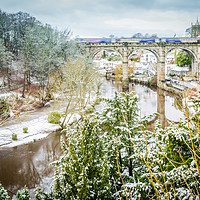 Buy canvas prints of Knaresborough Viaduct in snow by mike morley