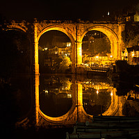 Buy canvas prints of Knaresborough Viaduct at night by mike morley