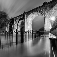 Buy canvas prints of Knaresborough Viaduct at night by mike morley