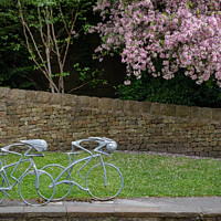 Buy canvas prints of cycle racing sculpture in Knaresborough, England by mike morley