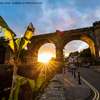 Buy canvas prints of Sunset at Knaresborough Viaduct by mike morley