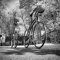 Buy canvas prints of Knaresborough cyclists in Infra red by mike morley