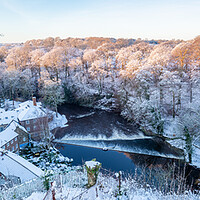 Buy canvas prints of Knaresborough North Yorkshire sunrise with winter snow by mike morley