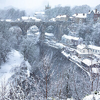 Buy canvas prints of Knaresborough viaduct in snow by mike morley