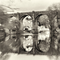 Buy canvas prints of Knaresborough viaduct with retro vintage film processing effect by mike morley