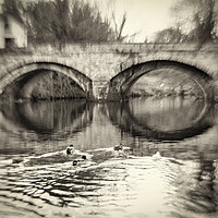 Buy canvas prints of Knaresborough bridge with retro vintage film processing effect by mike morley