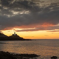 Buy canvas prints of Mumbles lighthouse viewed from Bracelet bay by Bryn Morgan