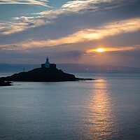 Buy canvas prints of Mumbles lighthouse at sunrise by Bryn Morgan