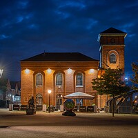 Buy canvas prints of The Pumphouse at Swansea marina just before dawn by Bryn Morgan