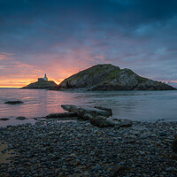 Buy canvas prints of Mumbles lighthouse at day break by Bryn Morgan