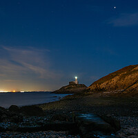 Buy canvas prints of Mumbles lighthouse under the stars by Bryn Morgan