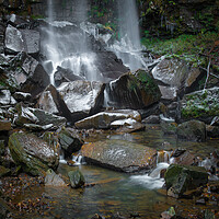 Buy canvas prints of Melincourt waterfall in the winter by Bryn Morgan