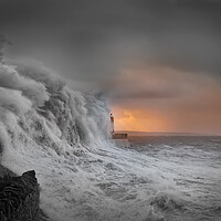 Buy canvas prints of Porthcawl lighthouse during a storm by Bryn Morgan