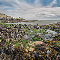 Buy canvas prints of Mumbles lighthouse from Bracelet bay. by Bryn Morgan
