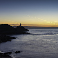 Buy canvas prints of Mumbles lighthouse at sunrise.  by Bryn Morgan