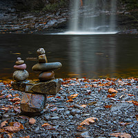 Buy canvas prints of Stacking stones at the Lady Falls. by Bryn Morgan