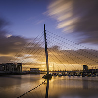 Buy canvas prints of Swansea marina at sunrise with view of the Sail br by Bryn Morgan