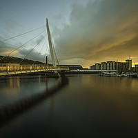 Buy canvas prints of The Sail bridge at Swansea marina  by Bryn Morgan