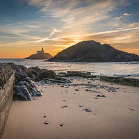 Buy canvas prints of Winter sunrise at Mumbles. by Bryn Morgan