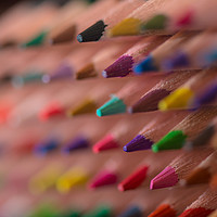 Buy canvas prints of Assorted coloured pencils. by Bryn Morgan