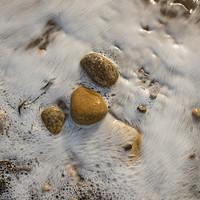 Buy canvas prints of Pebbles being washed over by the incoming tide. by Bryn Morgan