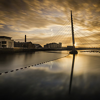 Buy canvas prints of Swansea marina at sunrise with view of the Sail br by Bryn Morgan